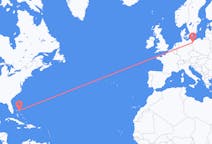 Flyreiser fra Marsh Harbour, Bahamas til Szczecin, Polen