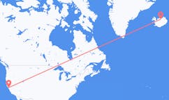 Fly fra byen Oakland, USA til byen Akureyri, Island