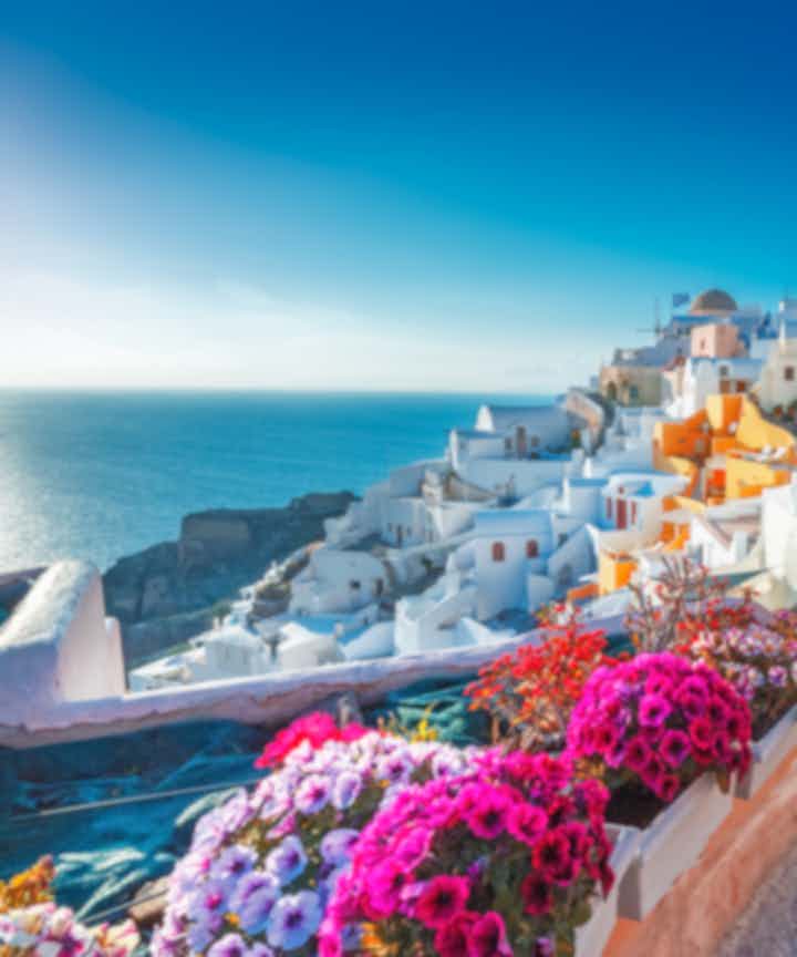 Flights from the city of Reykjavik to the city of Santorini