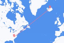 Lennot Charlottelta, Yhdysvallat Akureyriin, Islanti