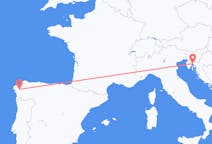 Loty z Rijeka, Chorwacja do Santiago de Compostela, Hiszpania