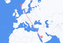Flyreiser fra Al Bahah, Saudi-Arabia til Bergen, Norge