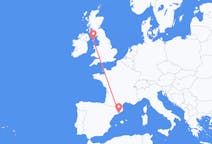 Vluchten van Barcelona, Spanje naar Douglas, Alaska, het eiland Man