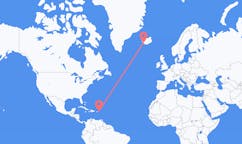 Loty z Tortola, Brytyjskie Wyspy Dziewicze do Reykjavik, Islandia