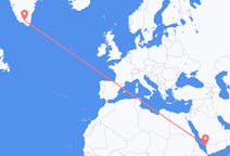 Flyreiser fra Jizan, Saudi-Arabia til Narsarsuaq, Grønland