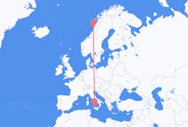 Flyg från Sandnessjøen, Norge till Palermo, Italien