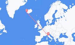 航班从意大利佛罗伦萨市到雷克雅维克市，冰岛塞尔