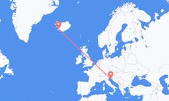 Flyreiser fra byen Reykjavik, Island til byen Pula, Kroatia