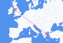 Flyrejser fra Skíros, Grækenland til Liverpool, England