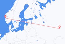 Fly fra Nizjnekamsk til Bergen