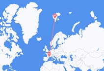 Flyreiser fra Aspiran, Frankrike til Svalbard, Svalbard og Jan Mayen