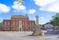 Photo of Taunton central square, also known as Parade, sunny summer morning with some clouds in a blue sky Somerset, England.