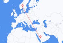 Flyreiser fra Bisha, Saudi-Arabia til Oslo, Norge