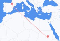 Flights from from Khartoum to Zaragoza