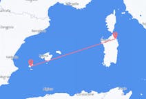 Vluchten van Ibiza, Spanje naar Pontische Olbia, Italië