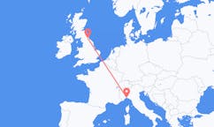 Flights from Genoa, Italy to Durham, England, the United Kingdom