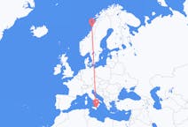 Flyreiser fra Sandnessjøen, Norge til Catania, Italia