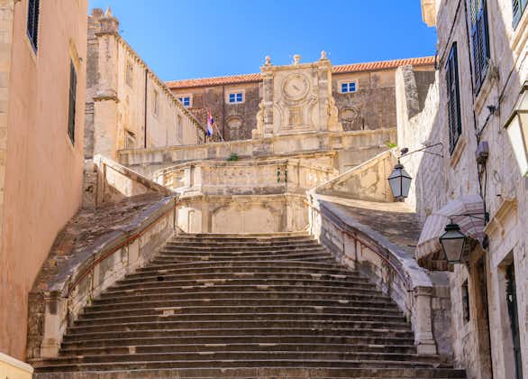 Photo of Staircase leading up to the Jesuit Church of St. Ignatius Loyola and the old Collegium Ragusinum in Dubrovnik.