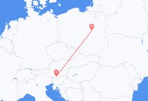 Vluchten van Klagenfurt, Oostenrijk naar Warschau, Polen