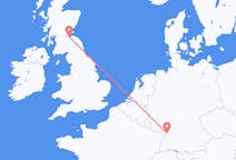 Flyg från Karlsruhe, Tyskland till Edinburgh, Skottland