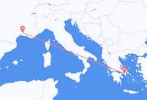 Vluchten van Nîmes, Frankrijk naar Athene, Griekenland