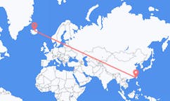 航班从中国台湾台南市市到阿克雷里市，冰岛塞尔