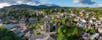 photo of Pitlochry panoramic aerial view with church. Pitlochry is a town in the Perth and Kinross council area of Scotland.