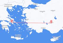 Vluchten van Konya, Turkije naar Athene, Griekenland