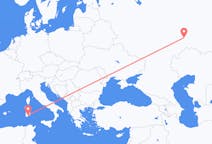 Vluchten van Samara, Rusland naar Cagliari, Trento, Italië