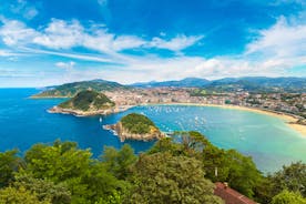 Photo of panoramic aerial view of San Sebastian (Donostia) on a beautiful summer day, Spain.