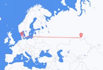 Flights from Omsk, Russia to Billund, Denmark