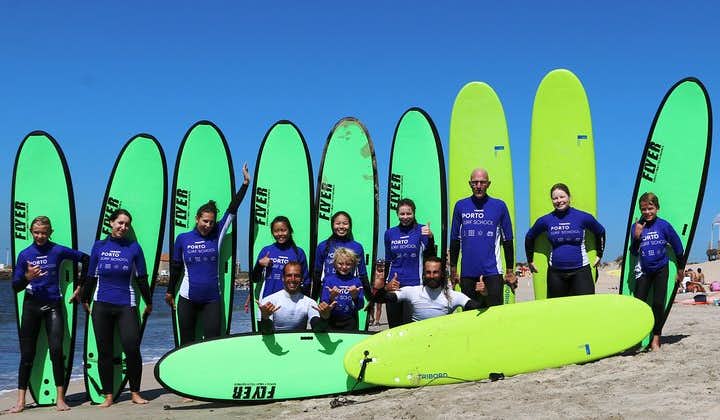 Surf day at Porto Surf School 3h surf lesson with transport from the city center