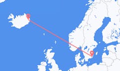 Voli dalla città di Kalmar, la Svezia alla città di Egilsstaðir, l'Islanda