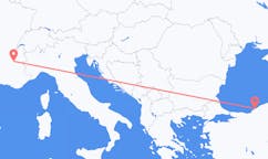 フランスのグルノーブルから、トルコのゾングルダクまでのフライト