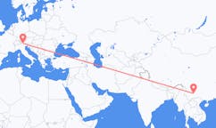 Flyg från Kunming, Kina till Bolzano, Italien