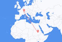 Flyreiser fra Khartoum, Sudan til Bern, Sveits
