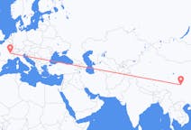 Flyreiser fra Mianyang, Kina til Lyon, Frankrike