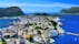 Photo of aerial view of the city of Alesund , Norway.