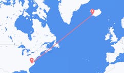 Vols de la ville de Raleigh, les États-Unis vers la ville de Reykjavik, Islande