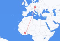 Flyreiser fra Abidjan, Elfenbenskysten til Klagenfurt, Østerrike