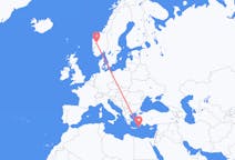 Vluchten van Sogndal, Noorwegen naar Karpathos, Griekenland