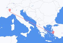 Flyreiser fra Samos, Hellas til Torino, Italia