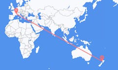 Flyg från New Plymouth, Nya Zeeland till Grenoble, Frankrike