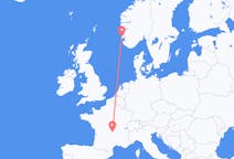 Flyg från Clermont-Ferrand, Frankrike till Haugesund, Norge