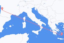 Flights from Bordeaux in France to Santorini in Greece