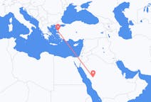 Loty z Medina, Arabia Saudyjska z Mitylena, Grecja