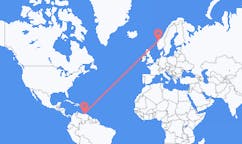 Flyg från Barcelona, Venezuela till Volda, Norge