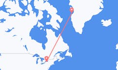 米国のロチェスターから、グリーンランドのアシアトまでのフライト