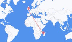 Flights from Morondava, Madagascar to Exeter, the United Kingdom