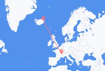 Vluchten van Lyon, Frankrijk naar Egilsstaðir, IJsland